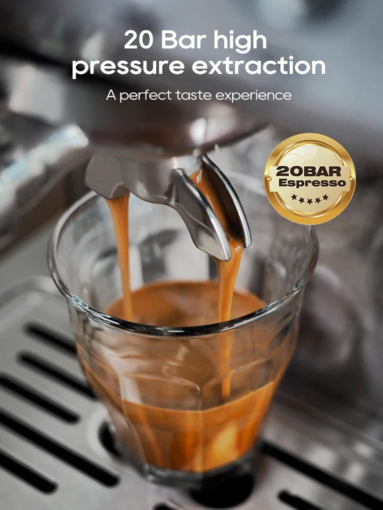 HiBREW 20Bar Semi Automatic Espresso Machine Temperature Control Stainless Steel