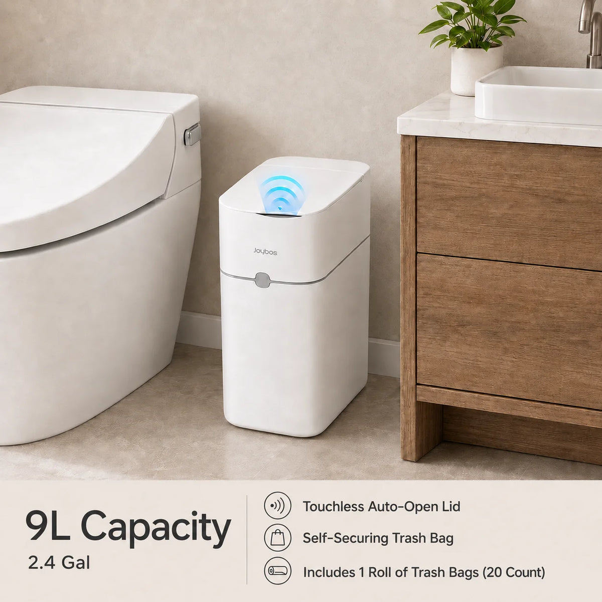 Joybos Touchless Trash Can With Motion Sensor And Bag Suction