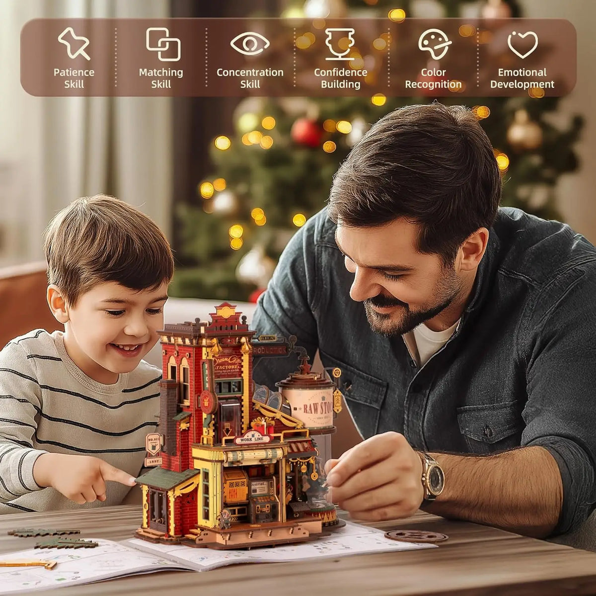 Robotime Wooden Music Box Christmas Dream 3D Puzzle Adult Gift