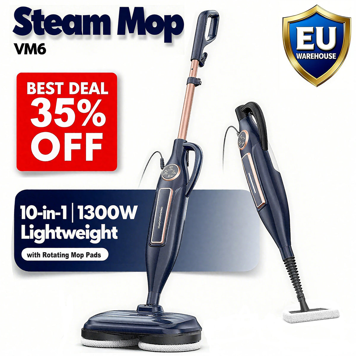 Inse VM6 Lightweight Steam Mop With Rotating Pad For Floors