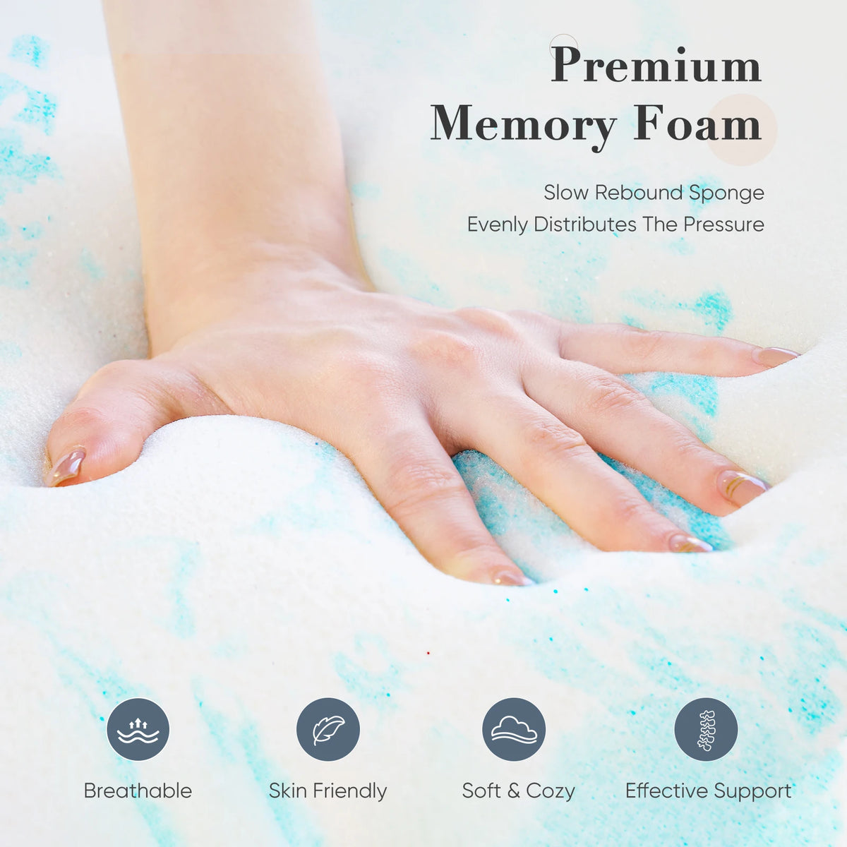JHK Gel Cooling Memory Foam Mattress Topper With Breathable Comfort