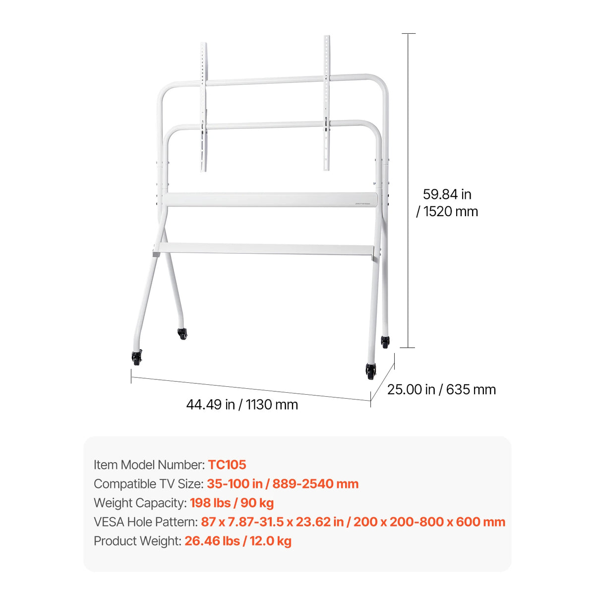 SucceBuy Portable Rolling TV Stand With Smooth Wheels