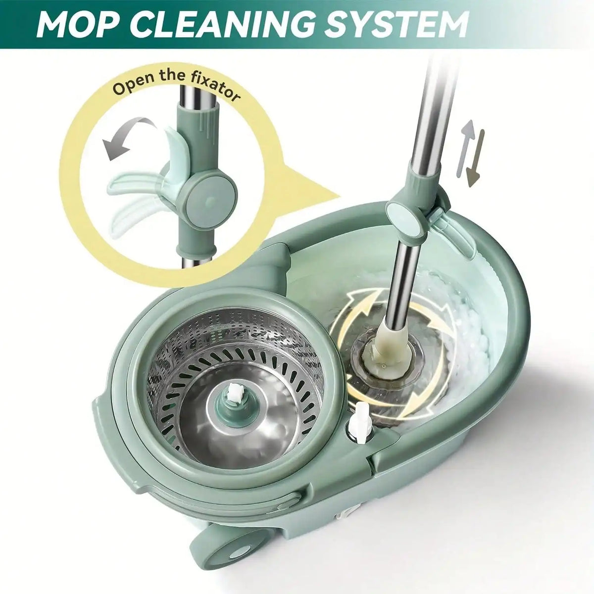 Self Cleaning 360 Spin Floor Mop With Bucket System