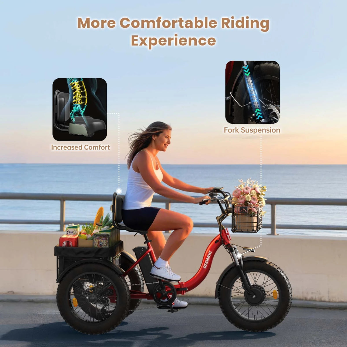 Qronge Electric Tricycle Featuring 1200W Motor And Battery