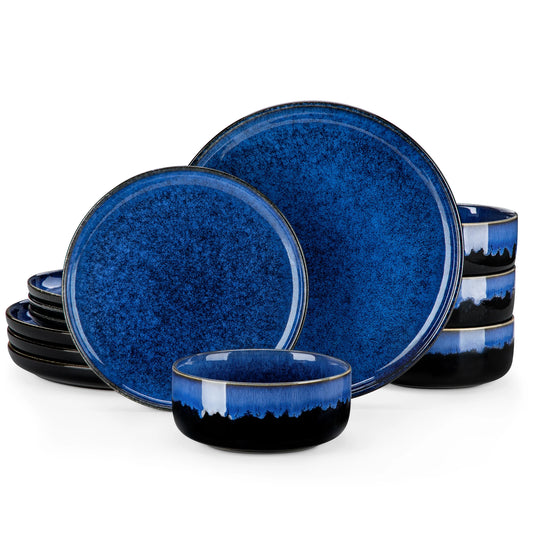 Malacasa Reactive Glaze Stoneware Dinnerware Collection Set