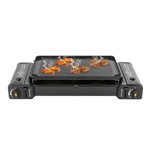 Portable Camping Gas Stove With Grill Tray And Carrying Case