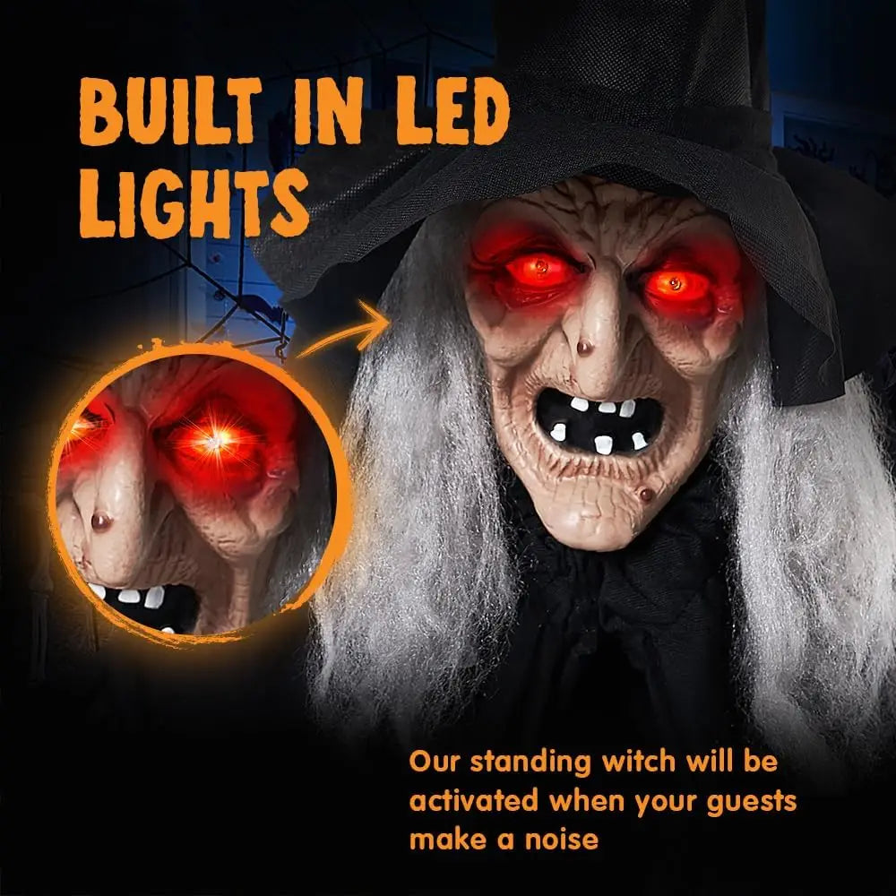 Joyfy Animated Witch Outdoor Halloween Decoration With Lights And Sounds