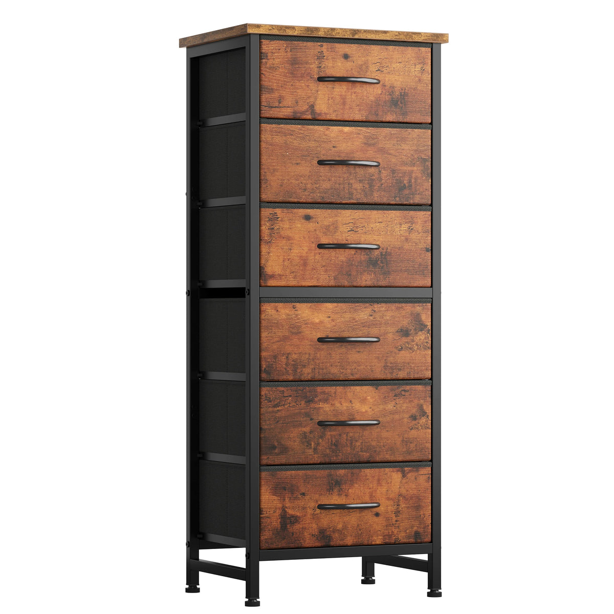 JHK 6 Fabric Drawer Dresser Wood Top Metal Frame Tower
