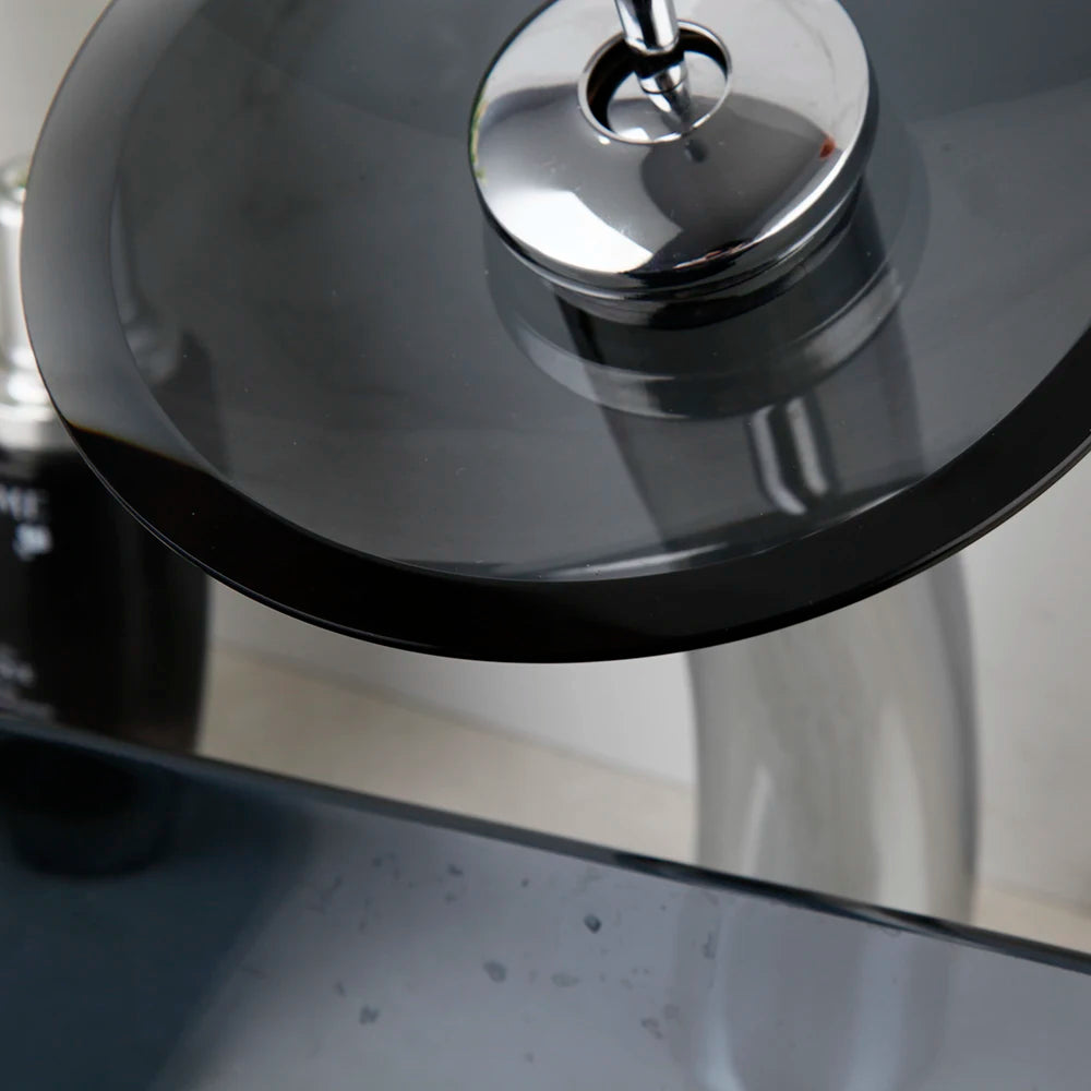 Mekkhala Tempered Glass Oval Vessel Sink For Above Counter