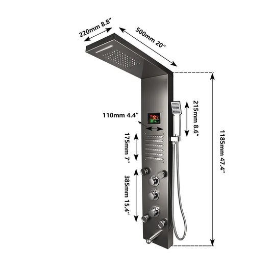 Mekkhala Led Shower Panel Set With Digital Display Body Jets