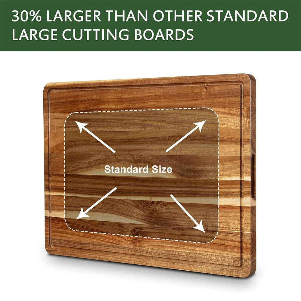 TWISTER.CK EXTRA LARGE WOOD CUTTING BOARD JUICE GROOVE HANDLE