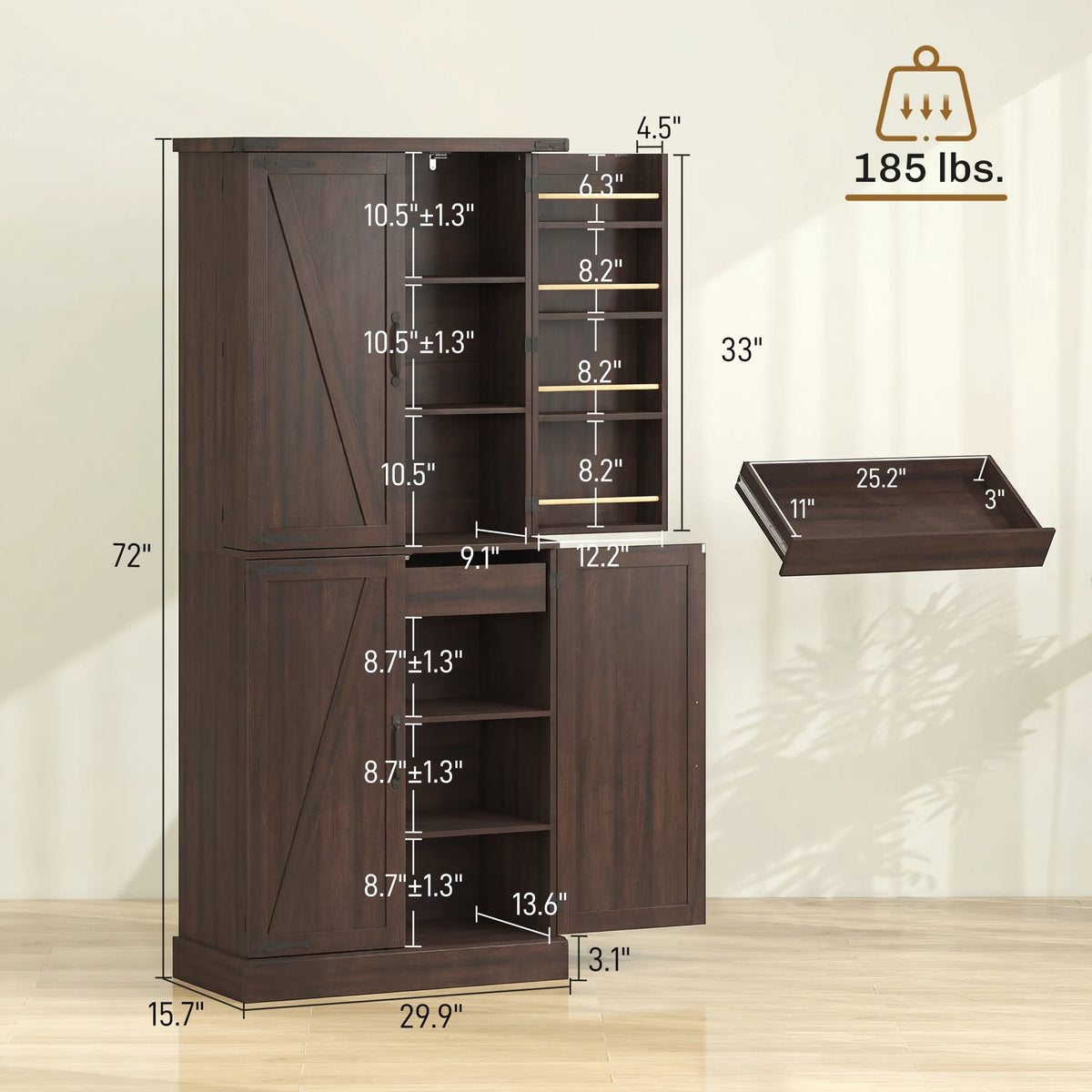 HOMCOM Modern Kitchen Pantry Cabinet With Ample Storage Space