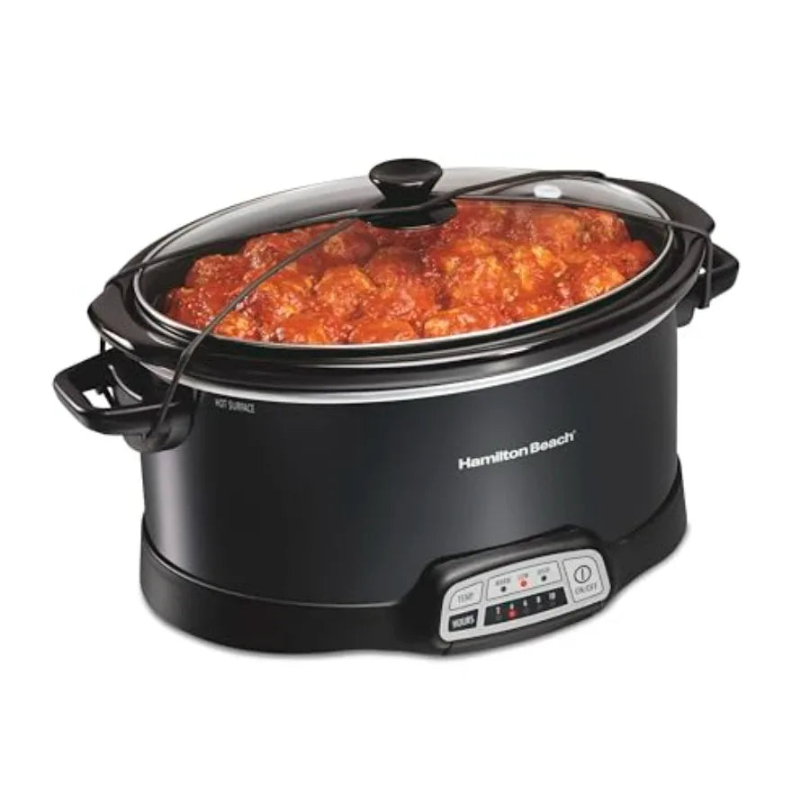 Programmable Slow Cooker with Lid Latch and Dishwasher Safe Crock