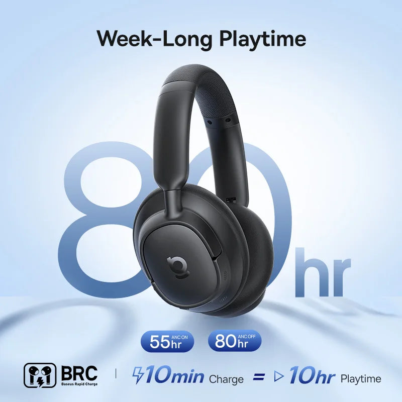 Baseus Wireless Noise Cancelling Headphones Hybrid ANC Bluetooth 6