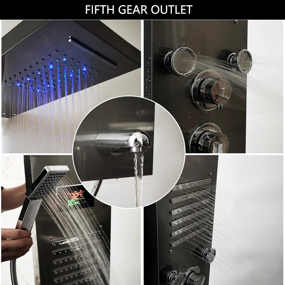 Mekkhala Led Shower Panel Set With Digital Display Body Jets