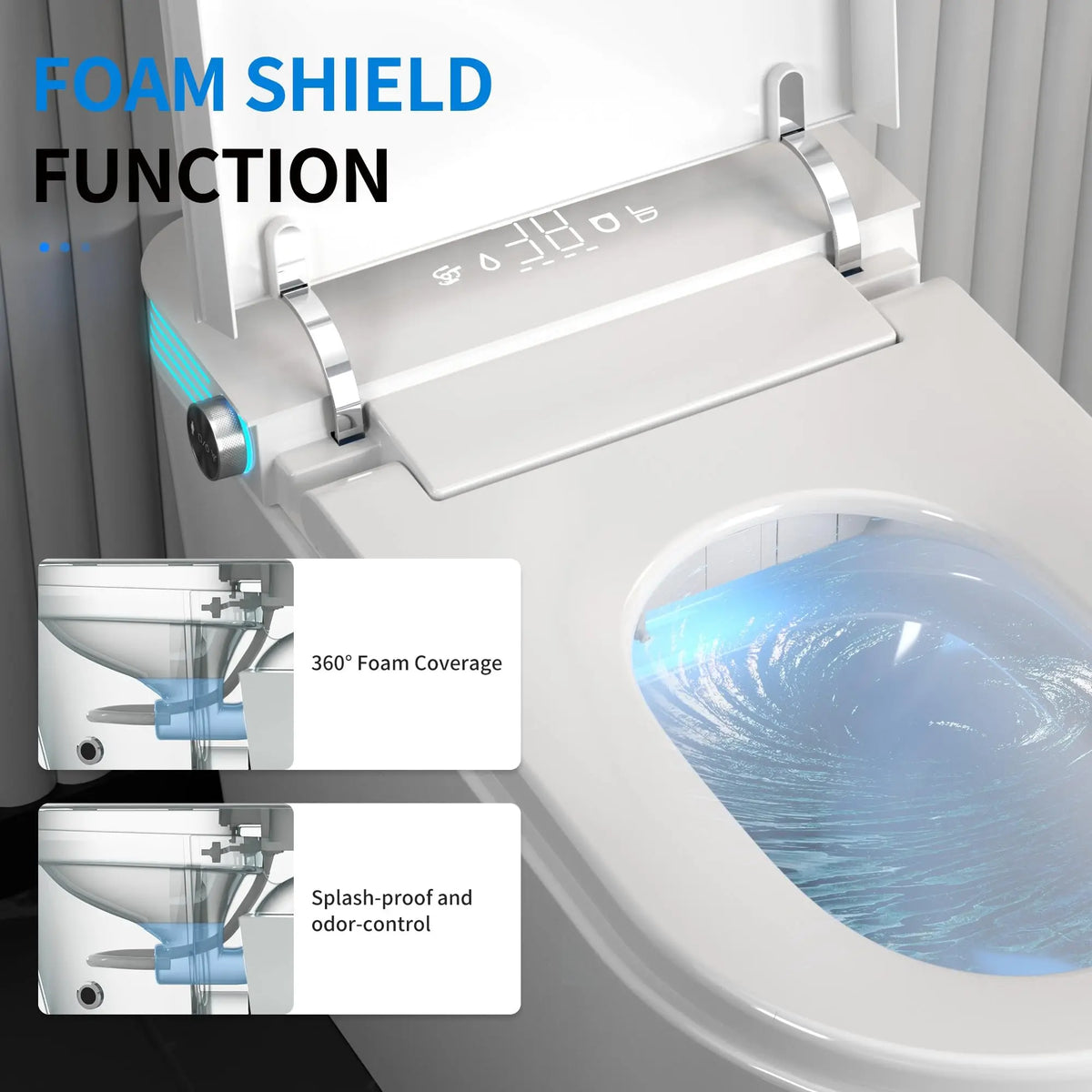 Elongated Smart Bidet Toilet Heated Seat Automatic Air Drying