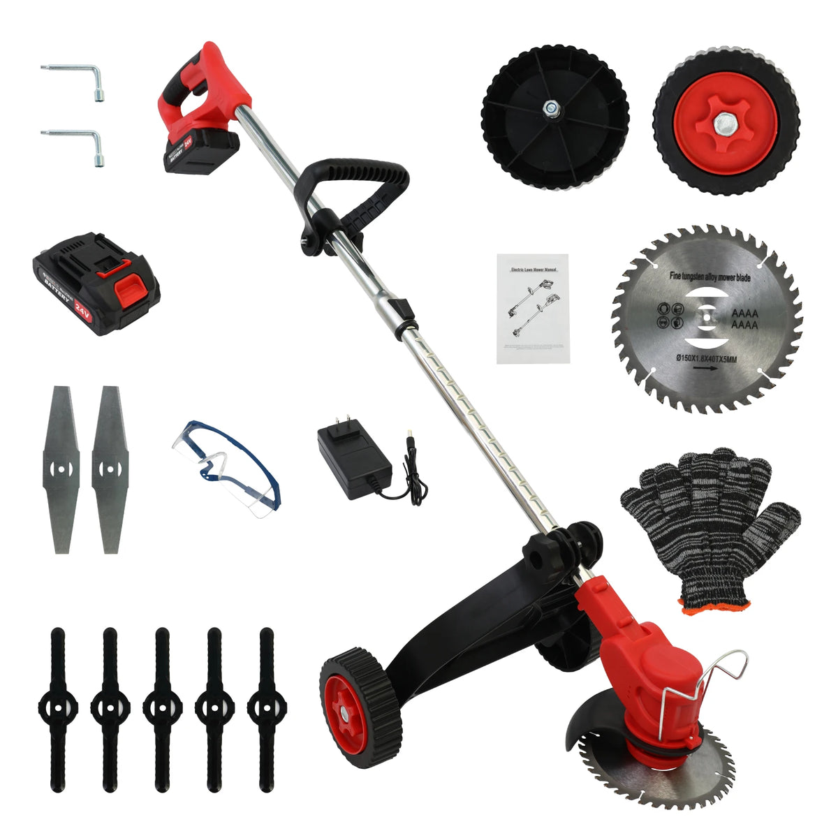 21V Cordless Brushless Weed Trimmer Electric Garden Edger Battery