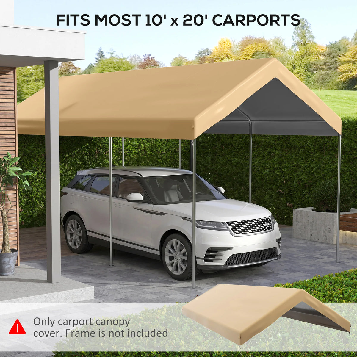 Outsunny Carport Replacement Canopy Cover With Ball Bungee Cords
