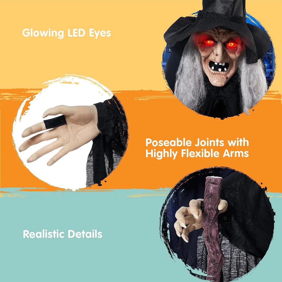 Joyfy Animated Witch Outdoor Halloween Decoration With Lights And Sounds