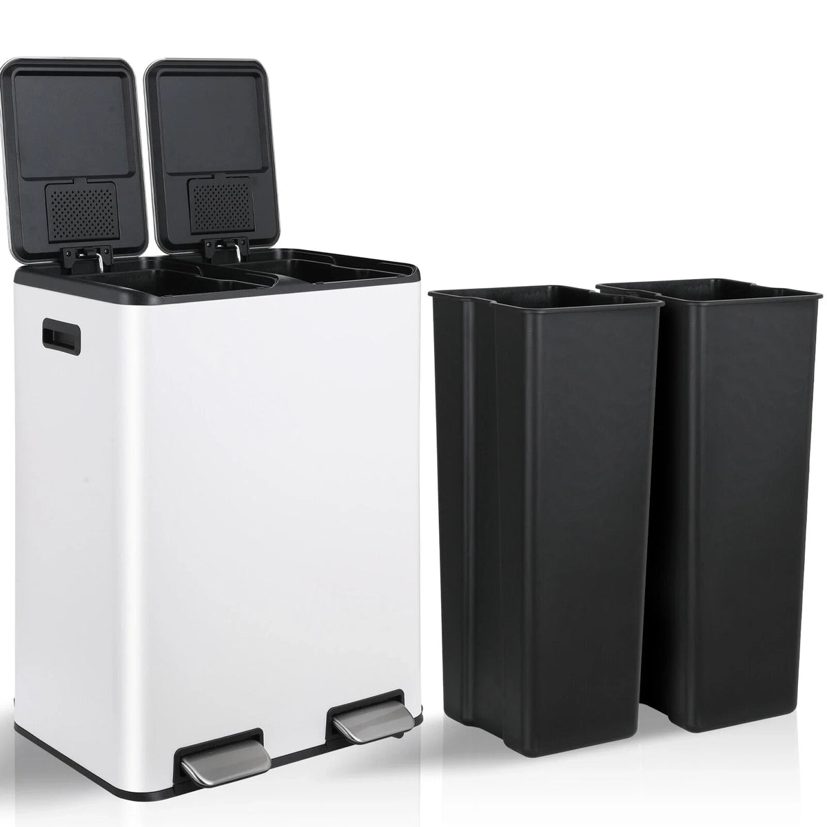 Dual Stainless Steel Step Trash Can With Built In Filter