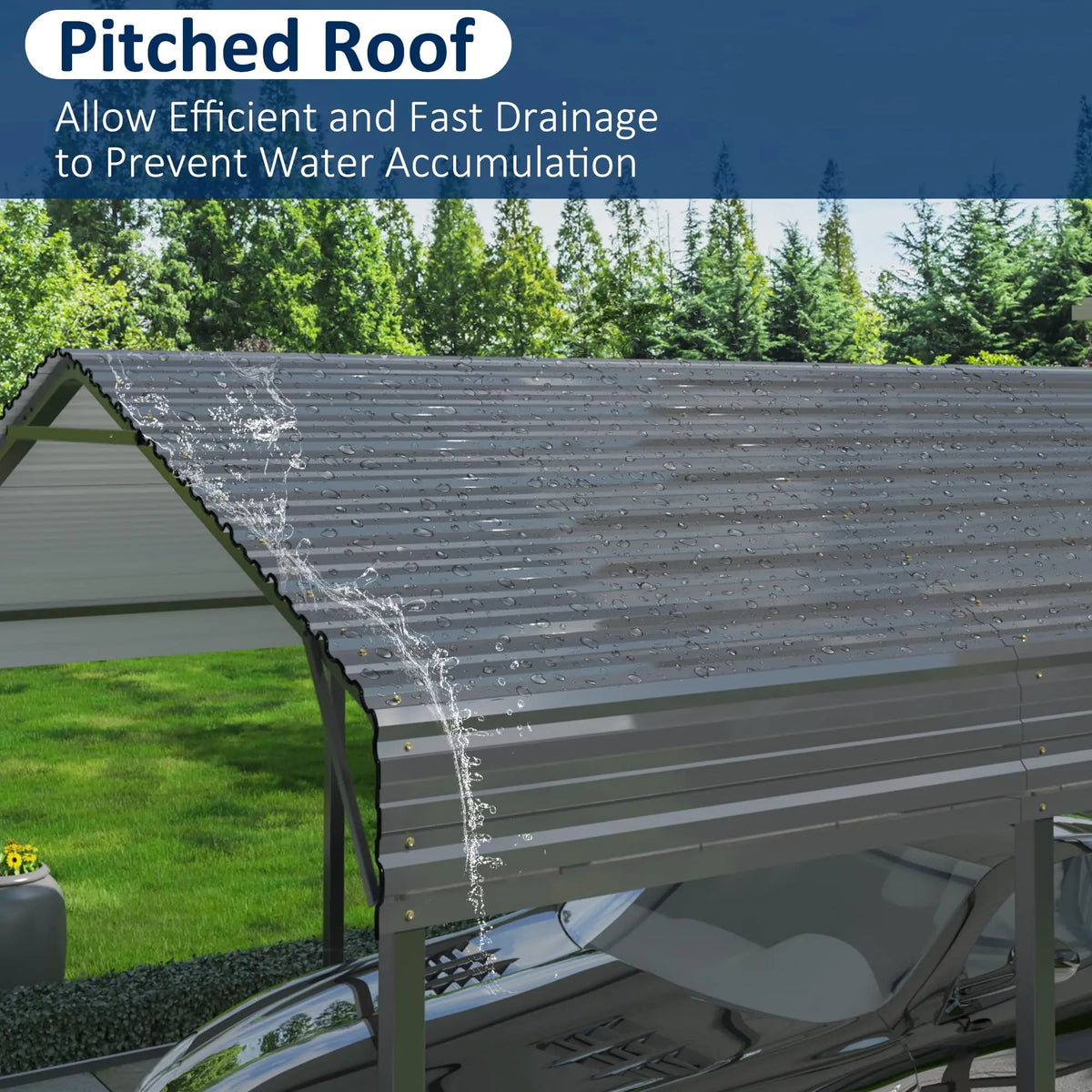 Viwat Heavy Duty Metal Carport With Galvanized Steel Frame