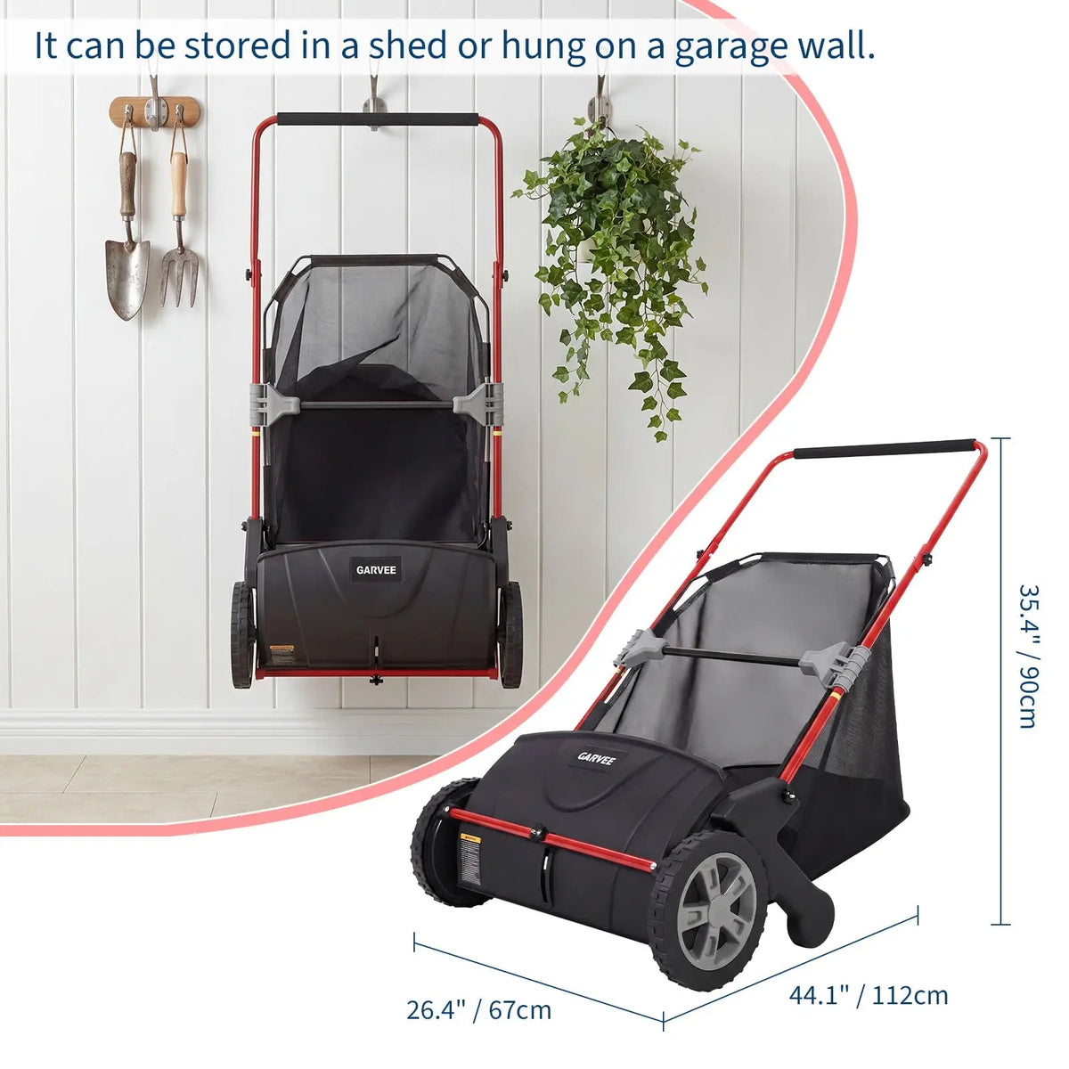 HiMISS Manual Push Lawn Sweeper Featuring Large Collection Hopper