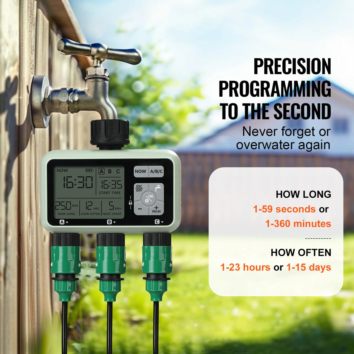 SucceBuy 3 Outlet Water Timer With LCD Display For Sprinklers