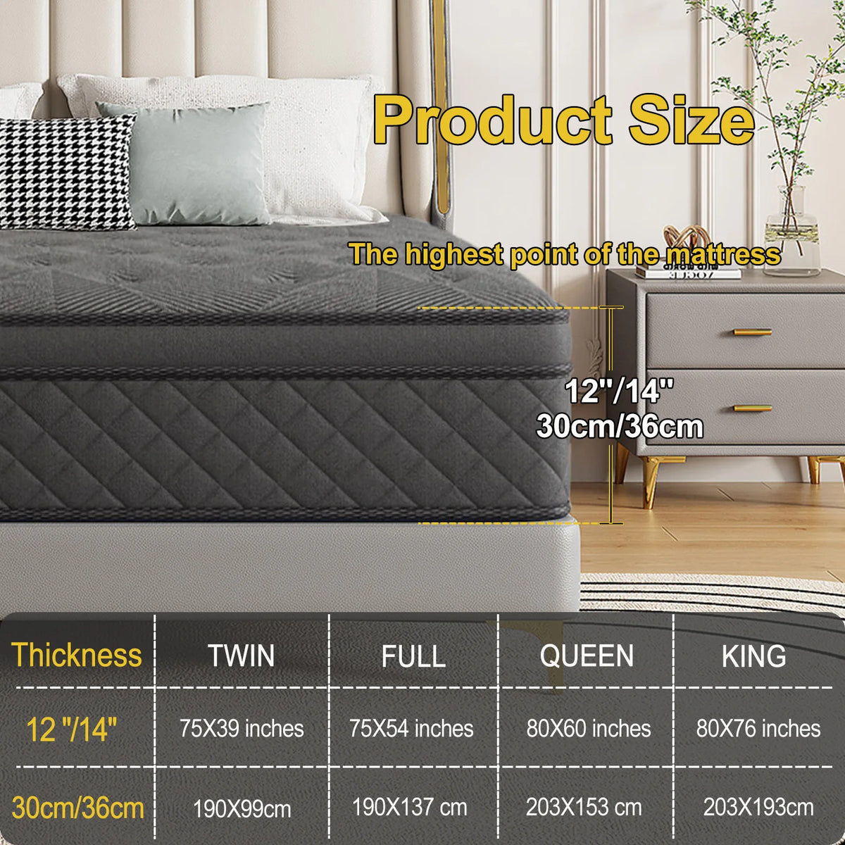 Layroad Medium Firm Gel Infused Memory Foam Mattress