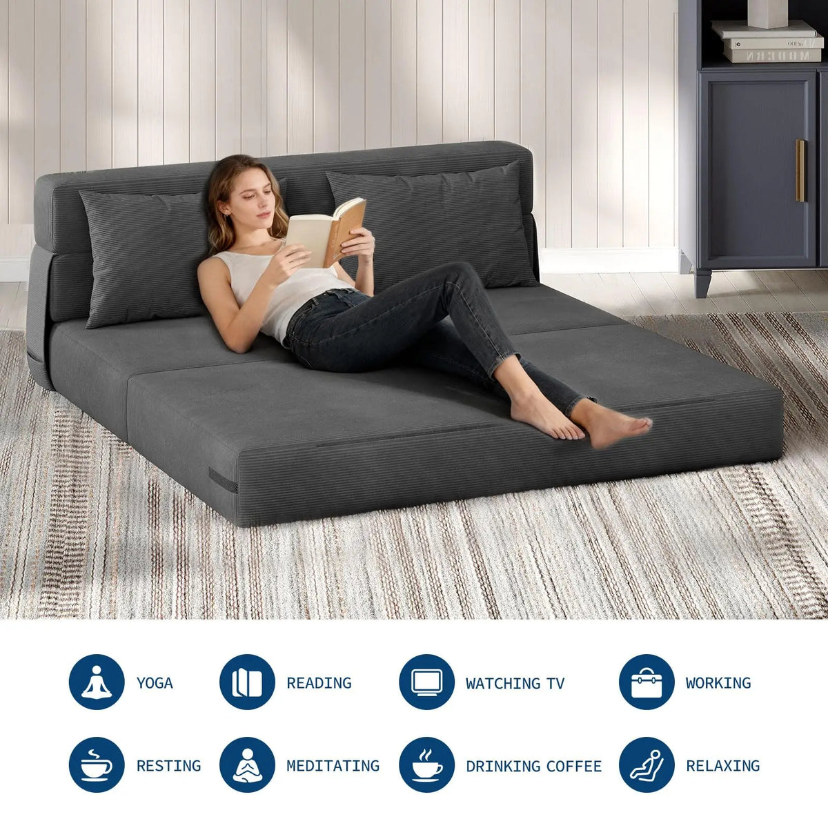 HobbyLane Folding Sofa Bed Convertible Sleeper Loveseat For Home