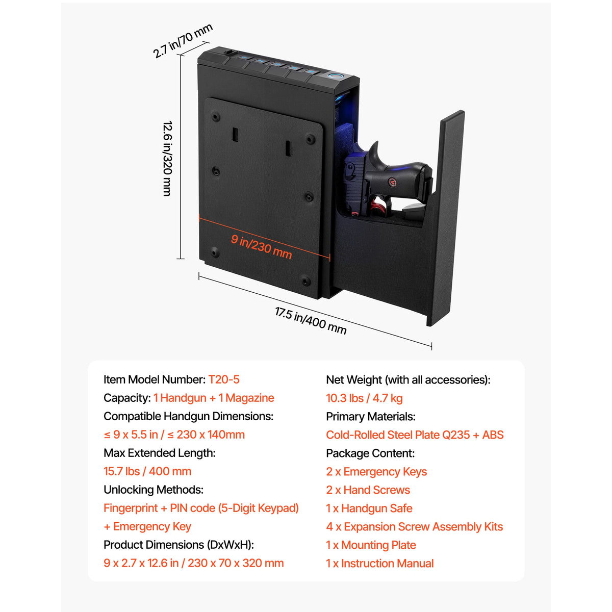 Quick Access Biometric Gun Safe With Led Digital Lock