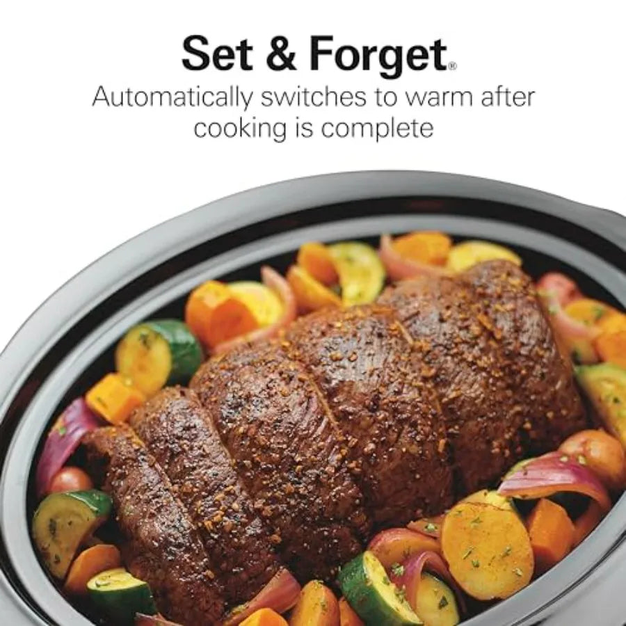 Programmable Slow Cooker with Lid Latch and Dishwasher Safe Crock