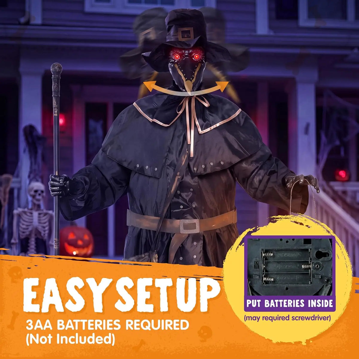 Joyfy Halloween Animatronic Ghost Doctor With Sound Activated Effects