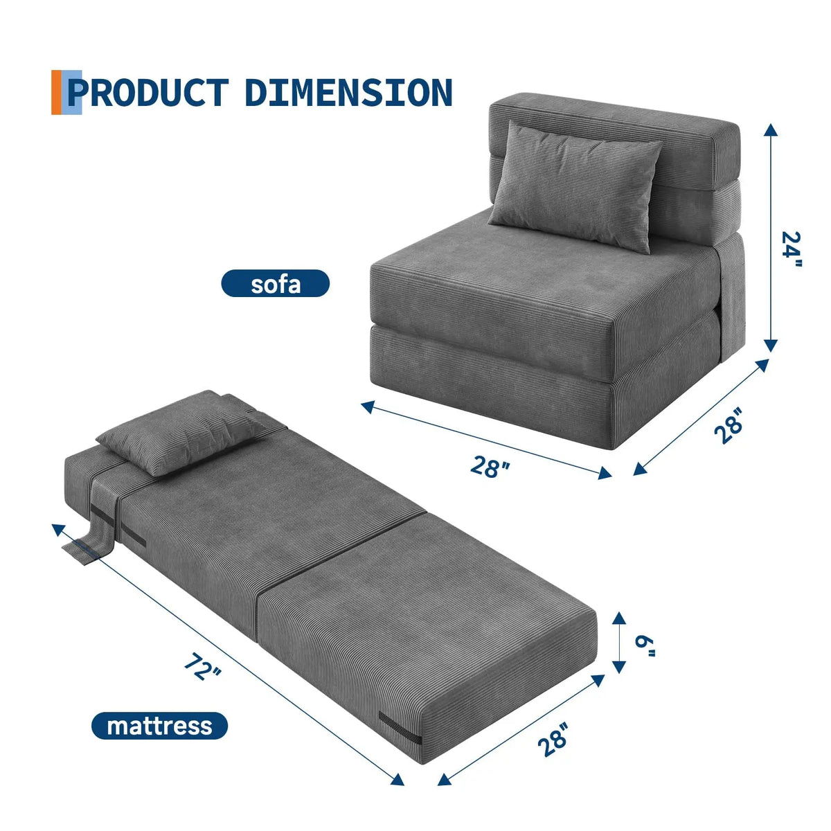 HobbyLane Folding Sofa Bed Convertible Sleeper Loveseat For Home