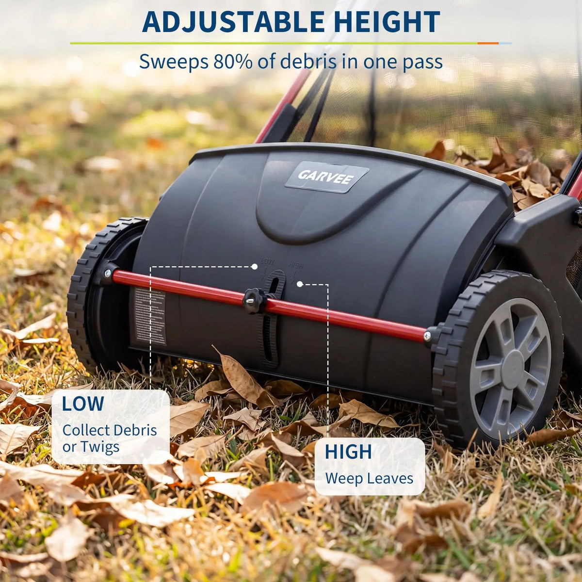 HiMISS Manual Push Lawn Sweeper Featuring Large Collection Hopper