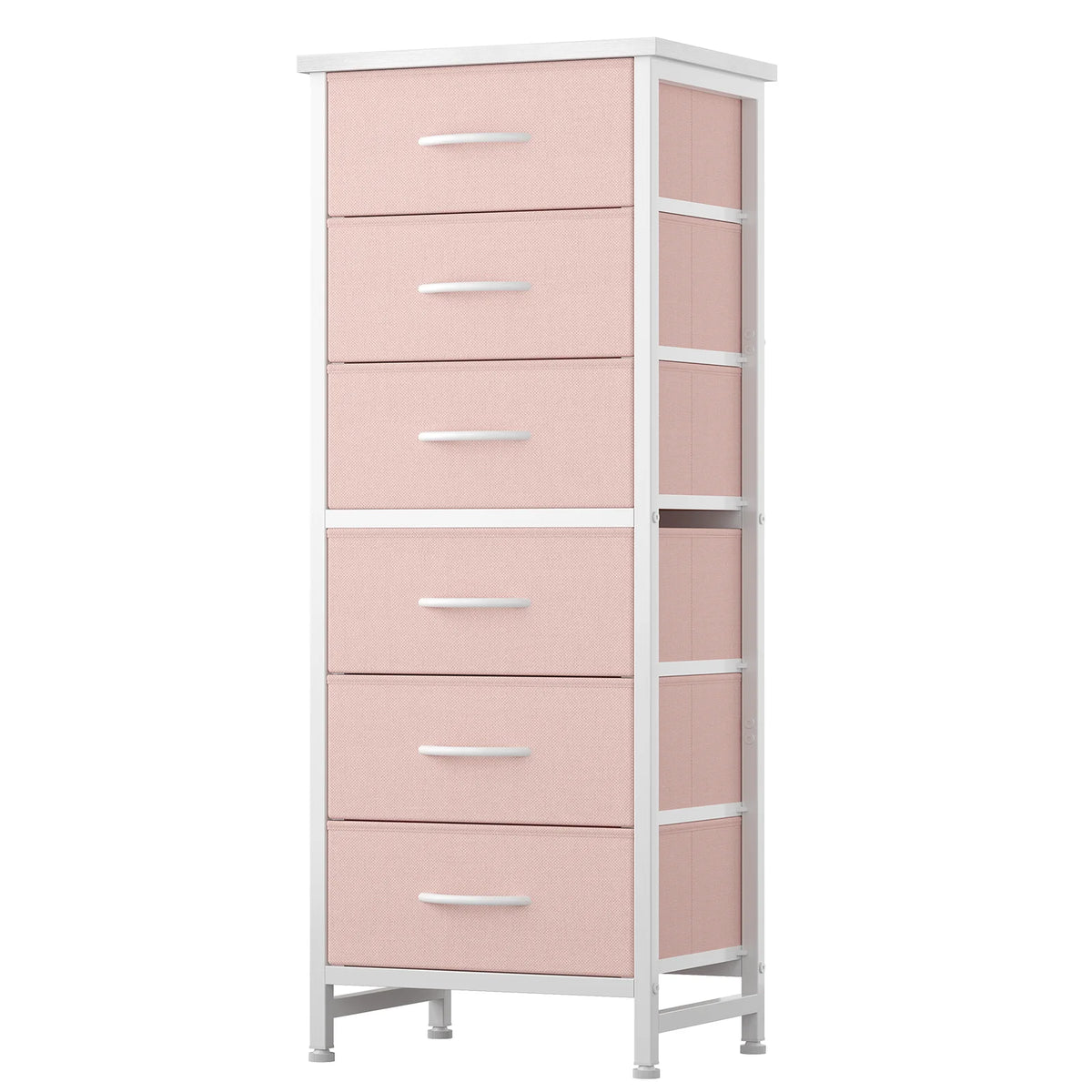 JHK 6 Fabric Drawer Dresser Wood Top Metal Frame Tower