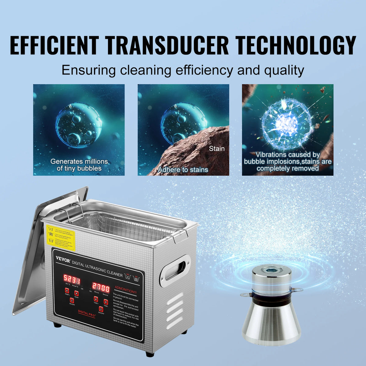 SucceBuy Stainless Steel Ultrasonic Cleaner Portable Home Appliance