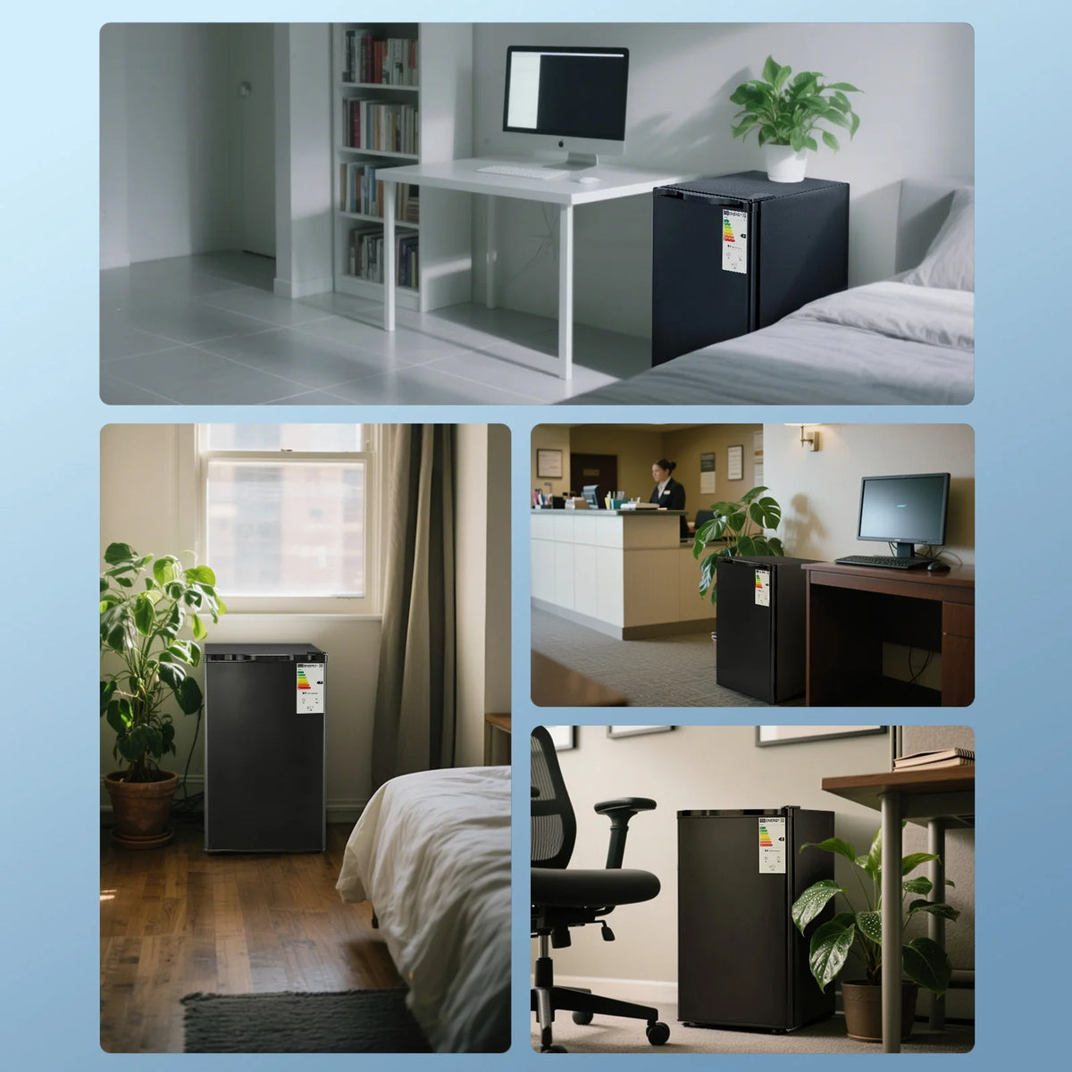 FOHERE Refrigerator and Freezer With Adjustable Thermostat and Glass Shelves