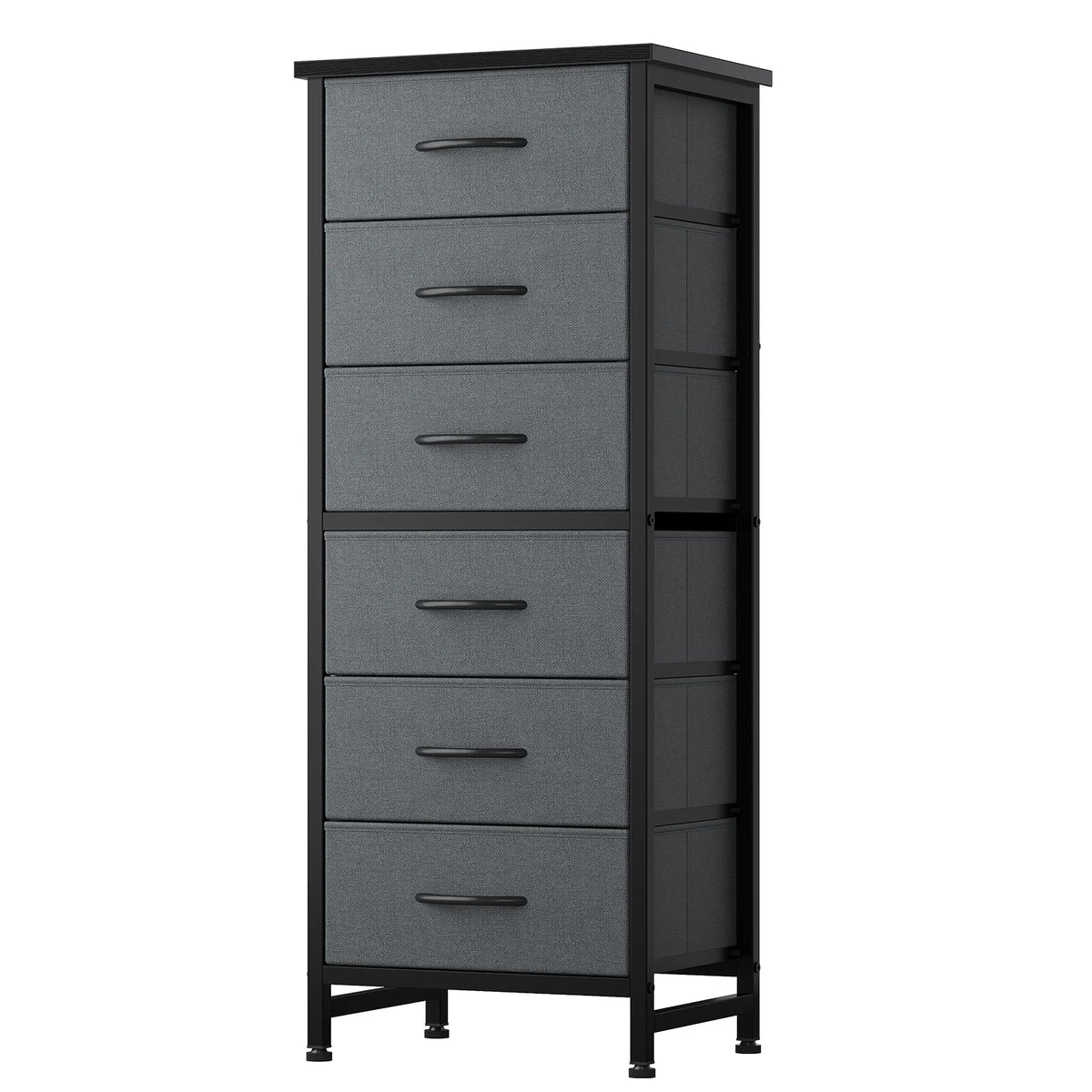 JHK 6 Fabric Drawer Dresser Wood Top Metal Frame Tower