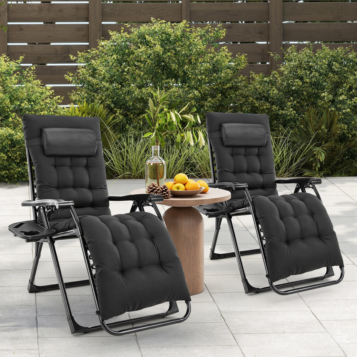 JHK Zero Gravity Recliner Folding Patio Lounge Chair Cup Holder
