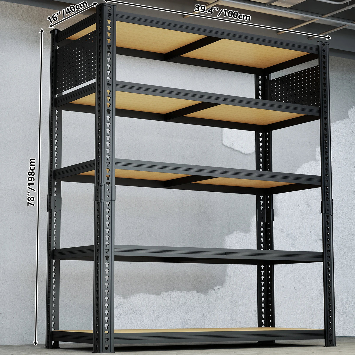 Sarenzoön Heavy Duty Adjustable Metal Shelving Unit With Pegboard