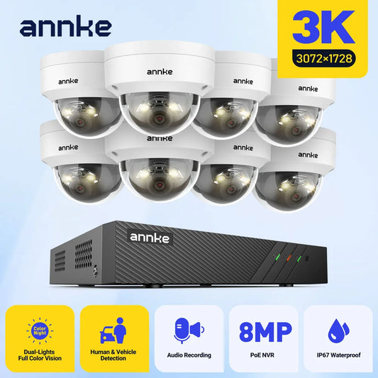 Annke 8Ch 5Mp PoE Security System H265 Nvr Cameras