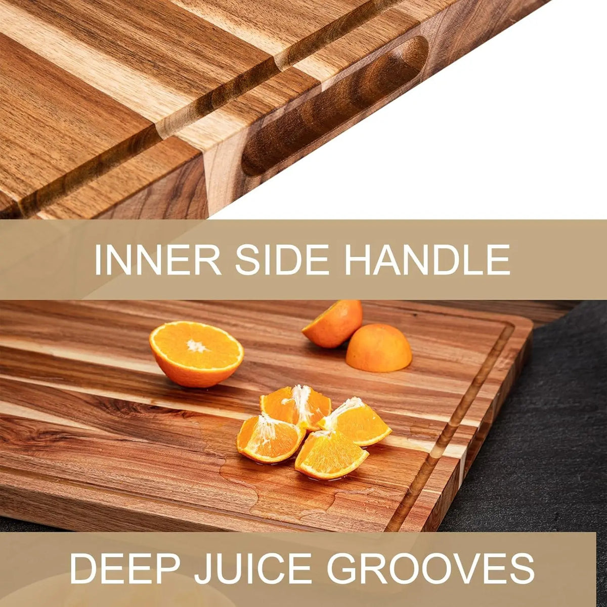 TWISTER.CK EXTRA LARGE WOOD CUTTING BOARD JUICE GROOVE HANDLE