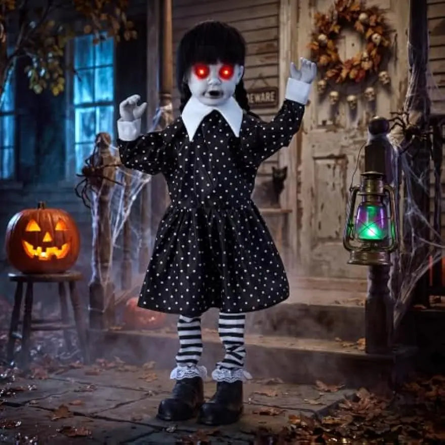 Joyfy Halloween Animatronic Ghost Doll With Glowing Eyes