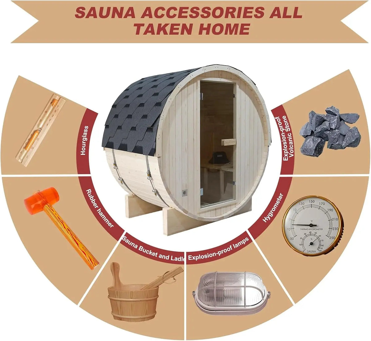 SMARTMAK Outdoor Barrel Steam Sauna With Harvia Electric Heater