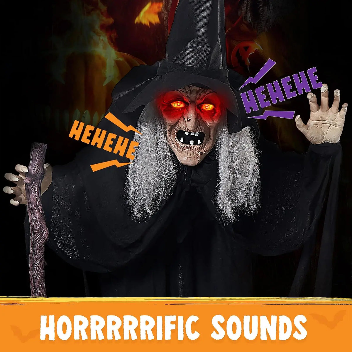 Joyfy Animated Witch Outdoor Halloween Decoration With Lights And Sounds