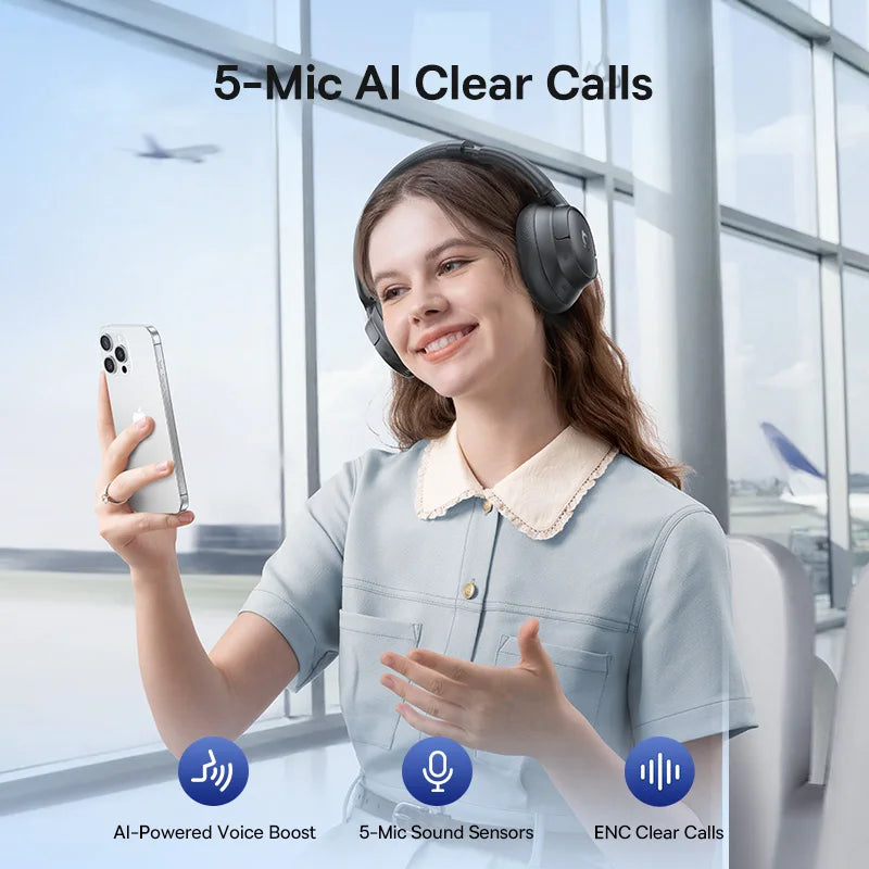 Baseus Wireless Noise Cancelling Headphones Hybrid ANC Bluetooth 6