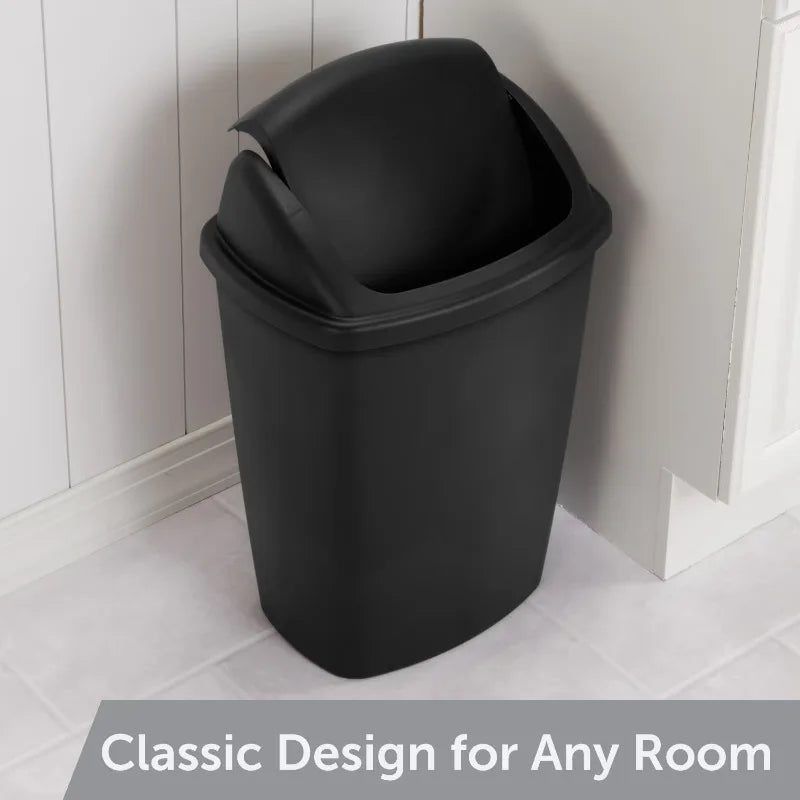 Stylish Kitchen Plastic Garbage Bin With Durable Swing Top Lid