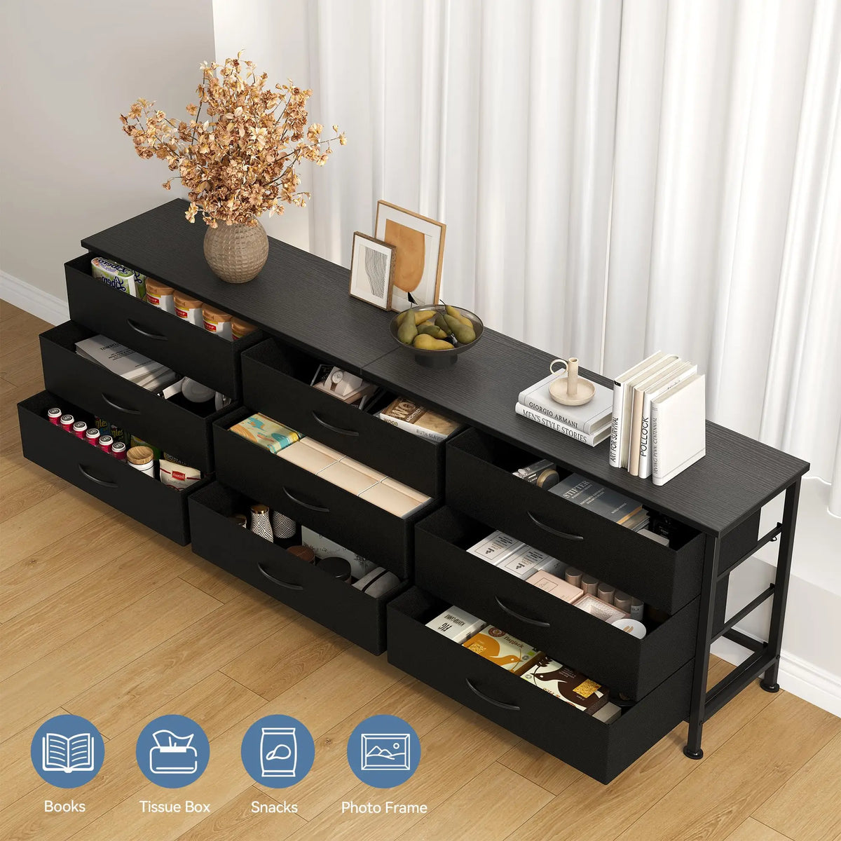 JHK Modern Living Room Entertainment Center With Drawers
