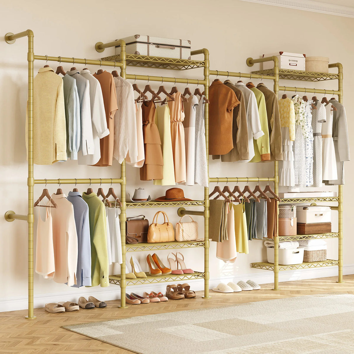 Onbrill Wall Mounted Industrial Clothes Rack With Expandable Rods