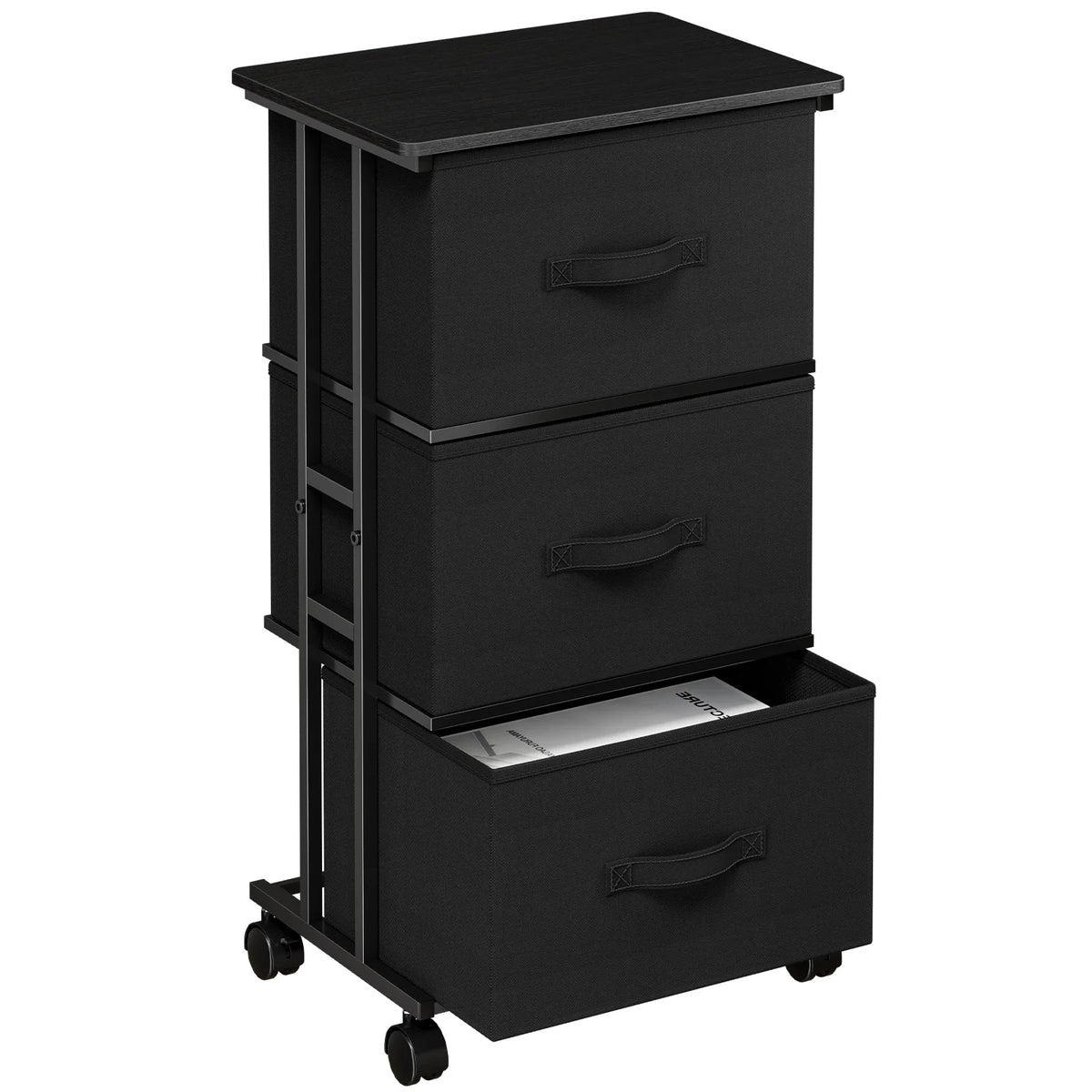 JHK 3 Drawer Rolling Dresser Storage Cabinet Steel Frame Organizer